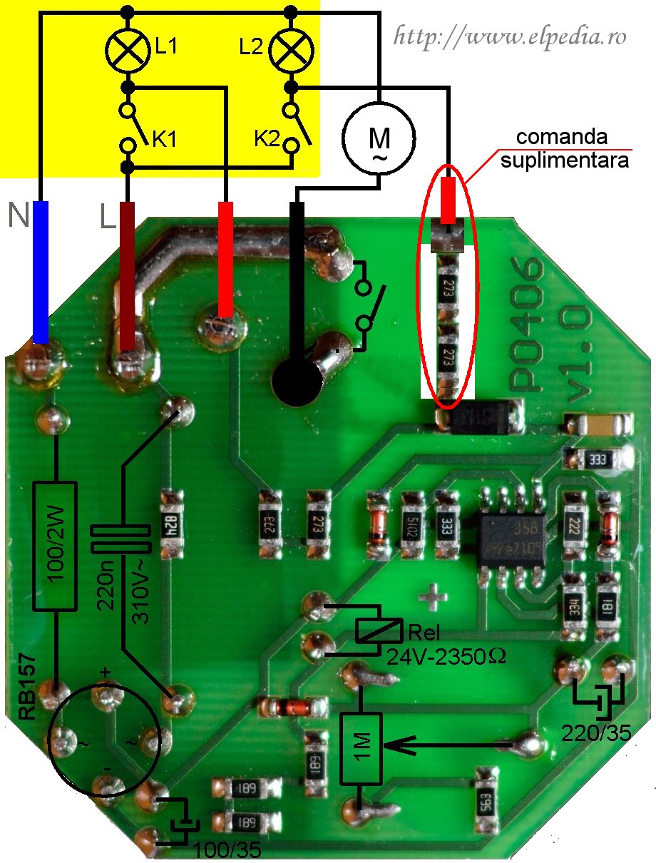 PCB Temporizator ventilator baie PO-406, exemplu de aplicatie (2)